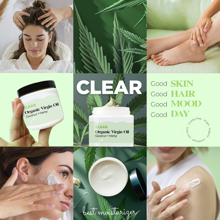 Clear Organic Coconut Oil & Hemp Moisturizer