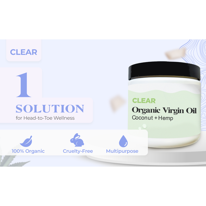 Clear Organic Coconut Oil & Hemp Moisturizer