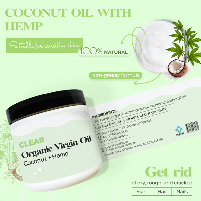 Clear Organic Coconut Oil & Hemp Moisturizer