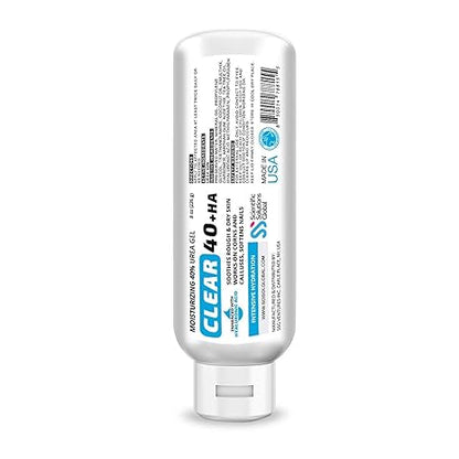 CLEAR 40 HA, 40% Urea Gel, 1% Hyaluronic Acid, 8 oz w/ Tea Tree & Coconut Oil