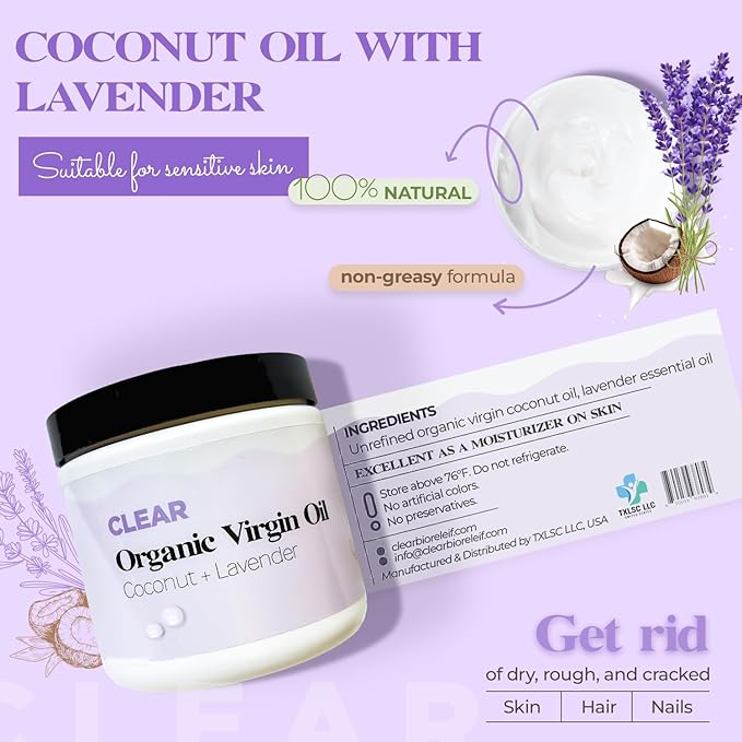 CLEAR Organic Virgin Lavendar Coconut Oil