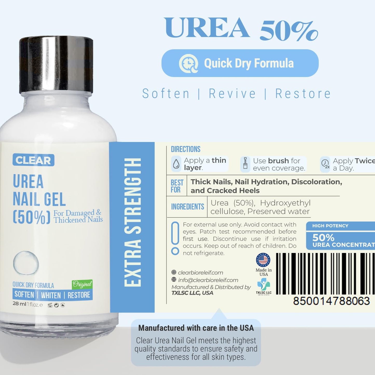 Urea 50% Nail Gel - Softens Cracked Heel Calluses & Thick Toenails