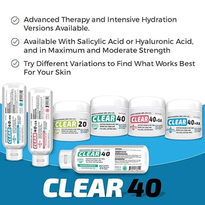 Clear 40, 40% Urea Gel, 8 oz w/Tea Tree & Coconut Oil