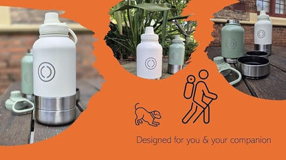 OSC Insulated Water Bottle with Detachable Travel Bowls for Pets & Humans