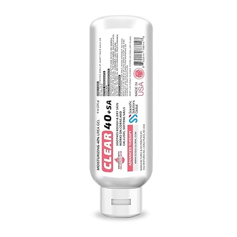 CLEAR 40 +SA, 40% Urea Gel + 2% Salicylic Acid, 8 oz w/Tea Tree & Coconut Oil
