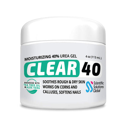 CLEAR 40, 40% Urea Gel, 4 oz w/Tea Tree & Coconut Oil, Aloe Vera Extract