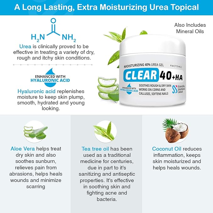 CLEAR 40 - 40% Urea Gel, 4 oz - Hyaluronic Acid
