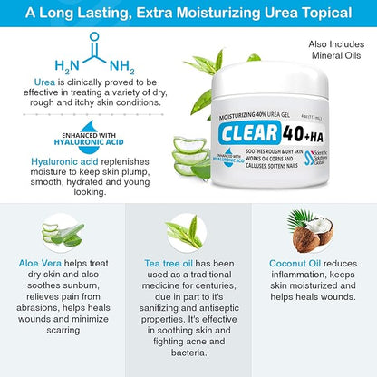 CLEAR 40 - 40% Urea Gel, 4 oz - Hyaluronic Acid