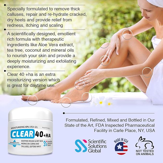 CLEAR 40 - 40% Urea Gel, 4 oz - Hyaluronic Acid