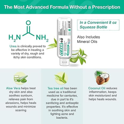 Clear 40, 40% Urea Gel, 8 oz w/Tea Tree & Coconut Oil
