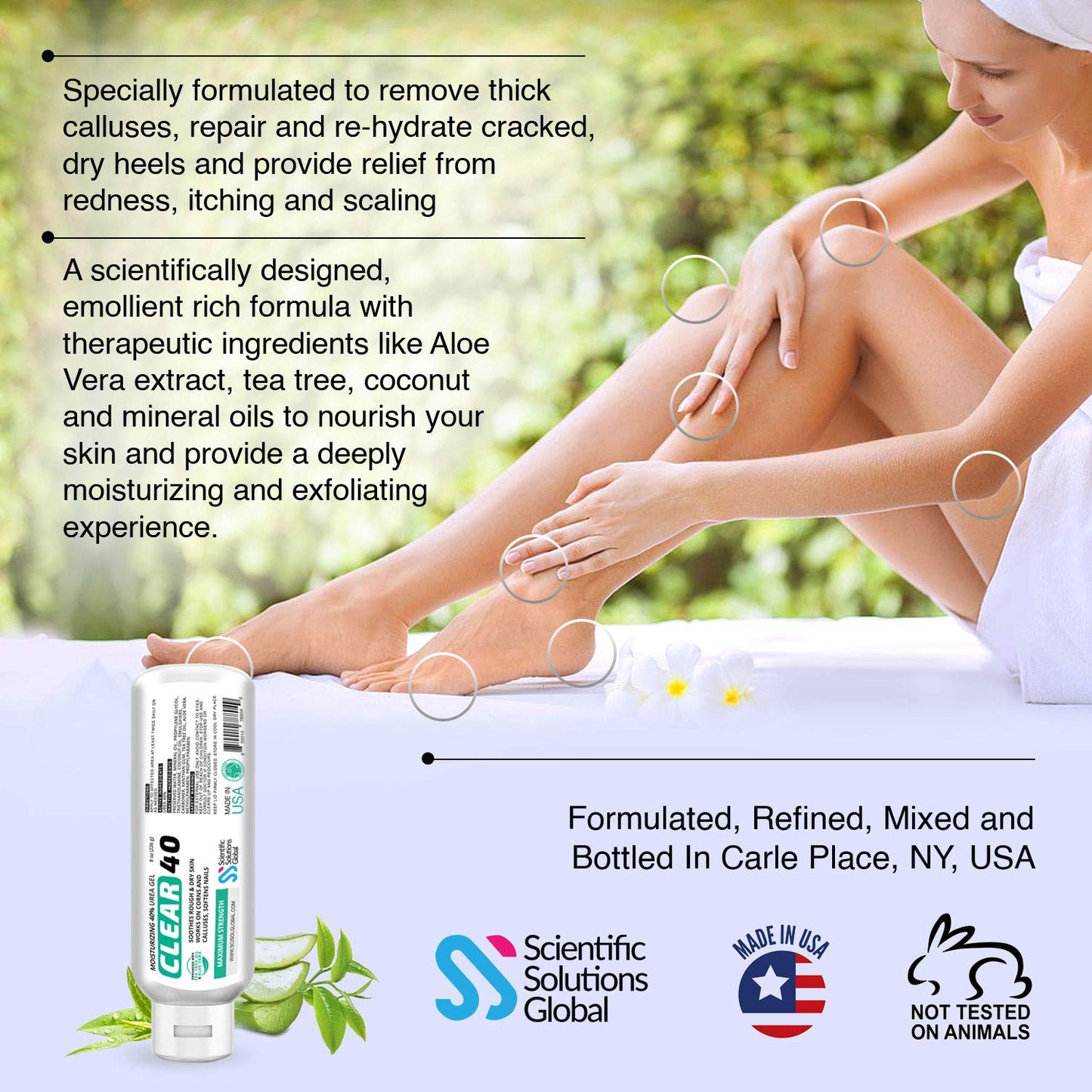 Clear 40, 40% Urea Gel, 8 oz w/Tea Tree & Coconut Oil