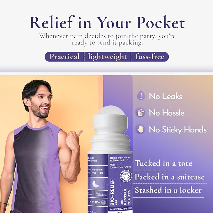 BioRelief Nighttime Hemp Pain Relief Roll-On Gel - Lavender Scent