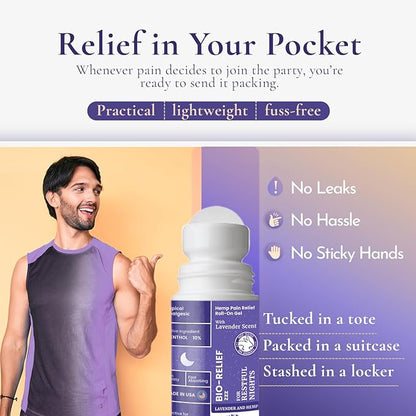 BioRelief Nighttime Hemp Pain Relief Roll-On Gel - Lavender Scent