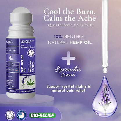 BioRelief Nighttime Hemp Pain Relief Roll-On Gel - Lavender Scent