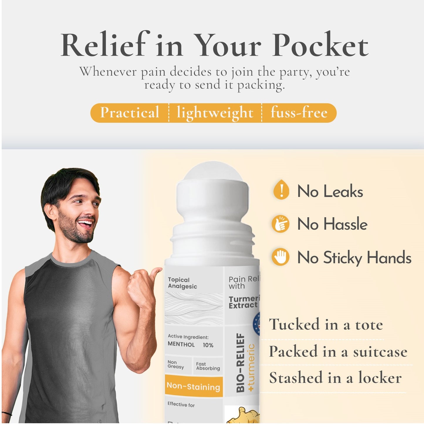 BIO-RELIEF Pain-relief Roll On with Turmeric Extract