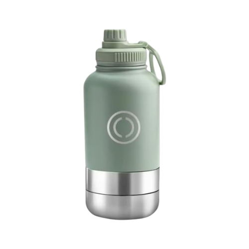 OSC Insulated Water Bottle with Detachable Travel Bowls for Pets & Humans